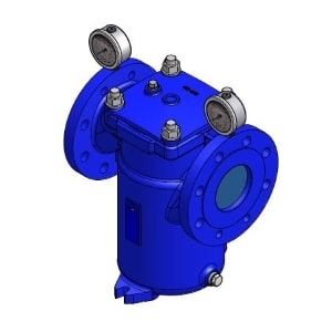 Flanschfilter aus Grauguss, Komplette Seitenansicht